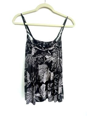 Volcom Flowy Black and White Floral Scoop Top